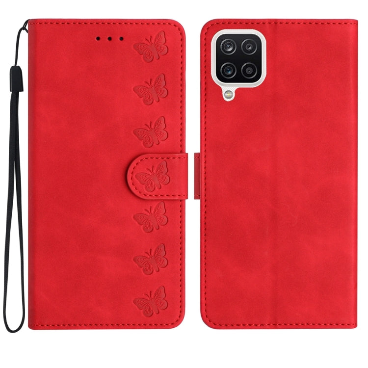 Seven Butterflies Embossed Leather Phone Case, For Samsung Galaxy S24 5G, For Samsung Galaxy A20e, For Samsung Galaxy A20s, For Samsung Galaxy A22 4G