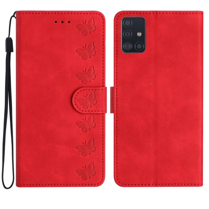 Seven Butterflies Embossed Leather Phone Case, For Samsung Galaxy A41, For Samsung Galaxy A42 5G, For Samsung Galaxy A50, For Samsung Galaxy A51