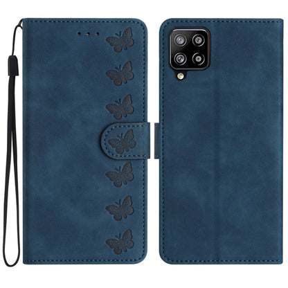 Seven Butterflies Embossed Leather Phone Case, For Samsung Galaxy M32, For Samsung Galaxy M52 5G, For Samsung Galaxy M53