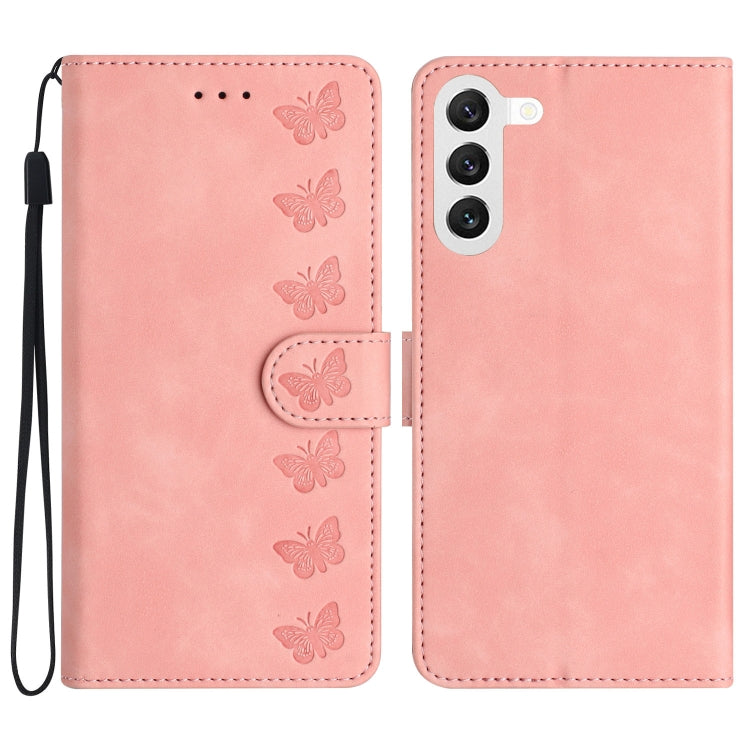 Seven Butterflies Embossed Leather Phone Case, For Samsung Galaxy S24 5G, For Samsung Galaxy A20e, For Samsung Galaxy A20s, For Samsung Galaxy A22 4G