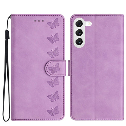 Seven Butterflies Embossed Leather Phone Case, For Samsung Galaxy S24 5G, For Samsung Galaxy A20e, For Samsung Galaxy A20s, For Samsung Galaxy A22 4G