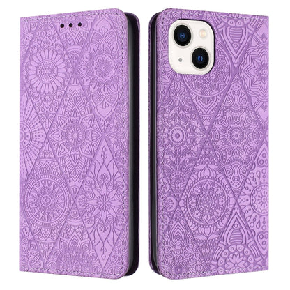 Ethnic Embossed Adsorption Leather Phone Case, For iPhone 13, For iPhone 13 Pro, For iPhone 13 Pro Max, For iPhone 12 / 12 Pro