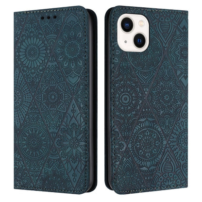 Ethnic Embossed Adsorption Leather Phone Case, For iPhone 13, For iPhone 13 Pro, For iPhone 13 Pro Max, For iPhone 12 / 12 Pro