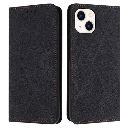 Ethnic Embossed Adsorption Leather Phone Case, For iPhone 13, For iPhone 13 Pro, For iPhone 13 Pro Max, For iPhone 12 / 12 Pro