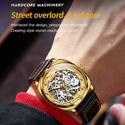 OLEVS 6651 Men Luminous Waterproof Hollow Mechanical Watch