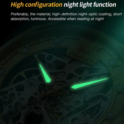 OLEVS 6651 Men Luminous Waterproof Hollow Mechanical Watch