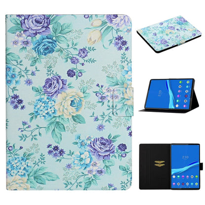 Flower Pattern Horizontal Flip Leather Case with Card Slots & Holder, For Huawei MediaPad M5 lite 10.1, For Huawei MediaPad T5, For Lenovo Tab M10, For Lenovo Tab M10 Plus
