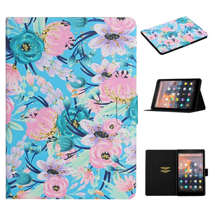 Flower Pattern Horizontal Flip Leather Case with Card Slots & Holder, For Samsung Galaxy Tab S6, For Amazon Kindle Fire 7 (2019), For Amazon Kindle Fire HD 8 (2020), For Amazon Kindle Fire HD 10