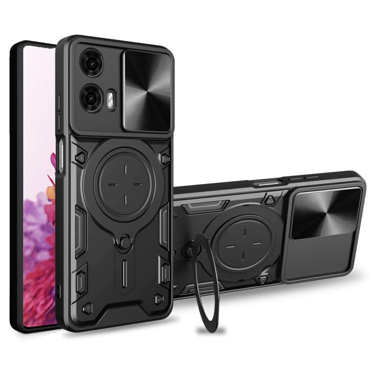 CD Texture Sliding Camshield Magnetic Holder Phone Case, For Motorola Edge 50 Pro Global, For Motorola Moto G24 Power, For Motorola Moto E13, For Motorola Moto E22 / E22i