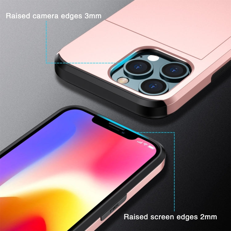 Shockproof Armor Phone Case with Slide Card Slot, For iPhone 15 Pro Max, For iPhone 15 Pro