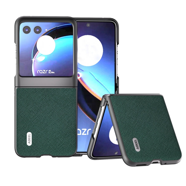 ABEEL Cross Texture Genuine Leather Phone Case, For Motorola Razr 60 Ultra, For Motorola Razr 40, For Motorola Razr 40 Ultra