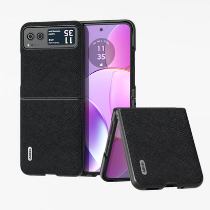 ABEEL Cross Texture Genuine Leather Phone Case, For Motorola Razr 60 Ultra, For Motorola Razr 40, For Motorola Razr 40 Ultra