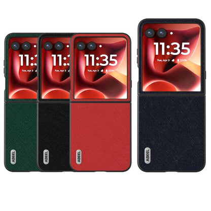 ABEEL Cross Texture Genuine Leather Phone Case, For Motorola Razr 60 Ultra/Razr 70 Ultra, For Motorola Razr 40, For Motorola Razr 40 Ultra