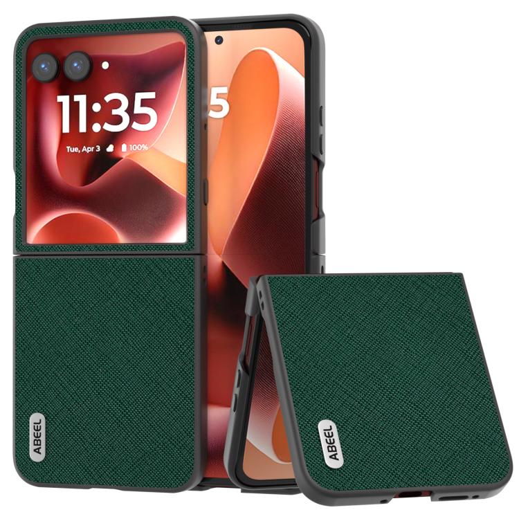 ABEEL Cross Texture Genuine Leather Phone Case, For Motorola Razr 60 Ultra/Razr 70 Ultra, For Motorola Razr 40, For Motorola Razr 40 Ultra