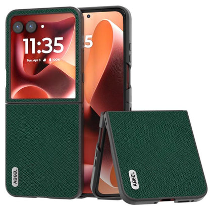 ABEEL Cross Texture Genuine Leather Phone Case, For Motorola Razr 60 Ultra/Razr 70 Ultra, For Motorola Razr 40, For Motorola Razr 40 Ultra