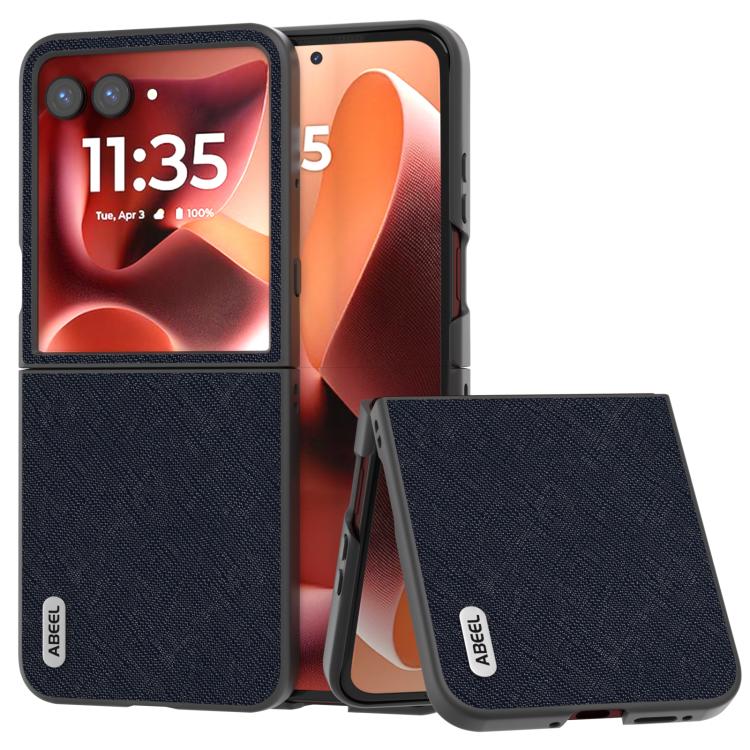 ABEEL Cross Texture Genuine Leather Phone Case, For Motorola Razr 60 Ultra/Razr 70 Ultra, For Motorola Razr 40, For Motorola Razr 40 Ultra