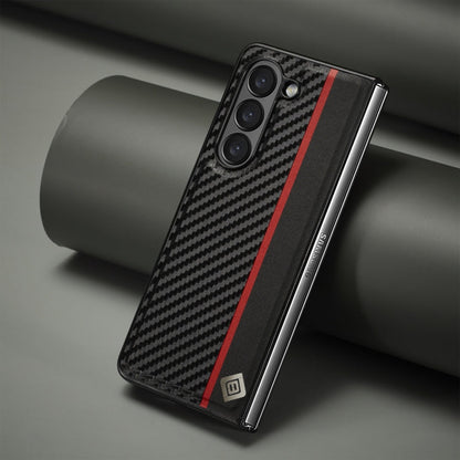 LC.IMEEKE Carbon Fiber PU + TPU Horizontal Flip Leather Phone Case, For Samsung Galaxy Z Fold5, For Samsung Galaxy Z Flip5
