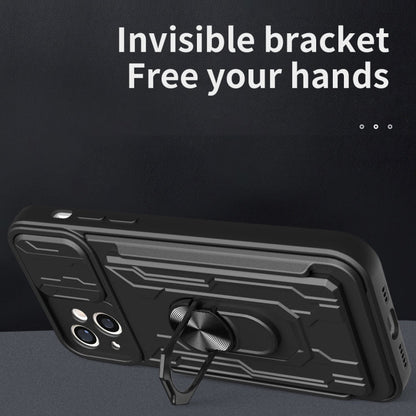 Sliding Camshield TPU+PC Phone Case with Card Slot, For iPhone 15