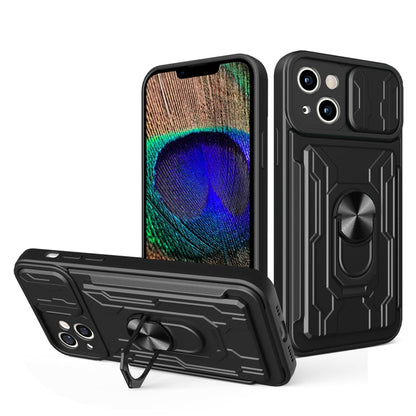 Sliding Camshield TPU+PC Phone Case with Card Slot, For iPhone 15