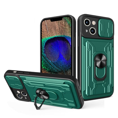 Sliding Camshield TPU+PC Phone Case with Card Slot, For iPhone 15