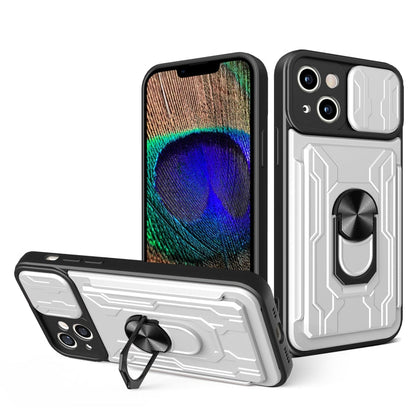 Sliding Camshield TPU+PC Phone Case with Card Slot, For iPhone 15