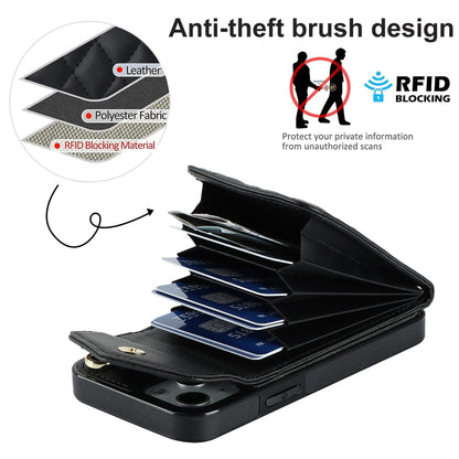 Rhombic Texture Card Bag Phone Case with Long Lanyard, For iPhone 13, For iPhone 12 / 12 Pro, For iPhone 12 Pro Max