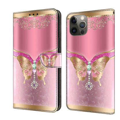 Crystal 3D Shockproof Protective Leather Phone Case, For iPhone 12 / 12 Pro