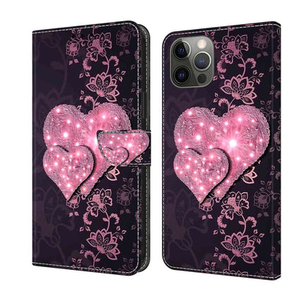 Crystal 3D Shockproof Protective Leather Phone Case, For iPhone 12 / 12 Pro