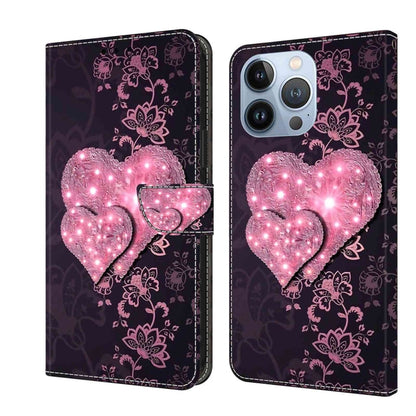 Crystal 3D Shockproof Protective Leather Phone Case, For iPhone 14 Pro Max