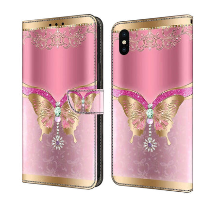 Crystal 3D Shockproof Protective Leather Phone Case, For iPhone X / XS