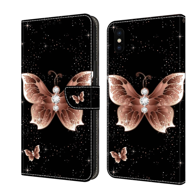 Crystal 3D Shockproof Protective Leather Phone Case, For iPhone X / XS