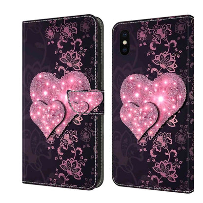 Crystal 3D Shockproof Protective Leather Phone Case, For iPhone X / XS