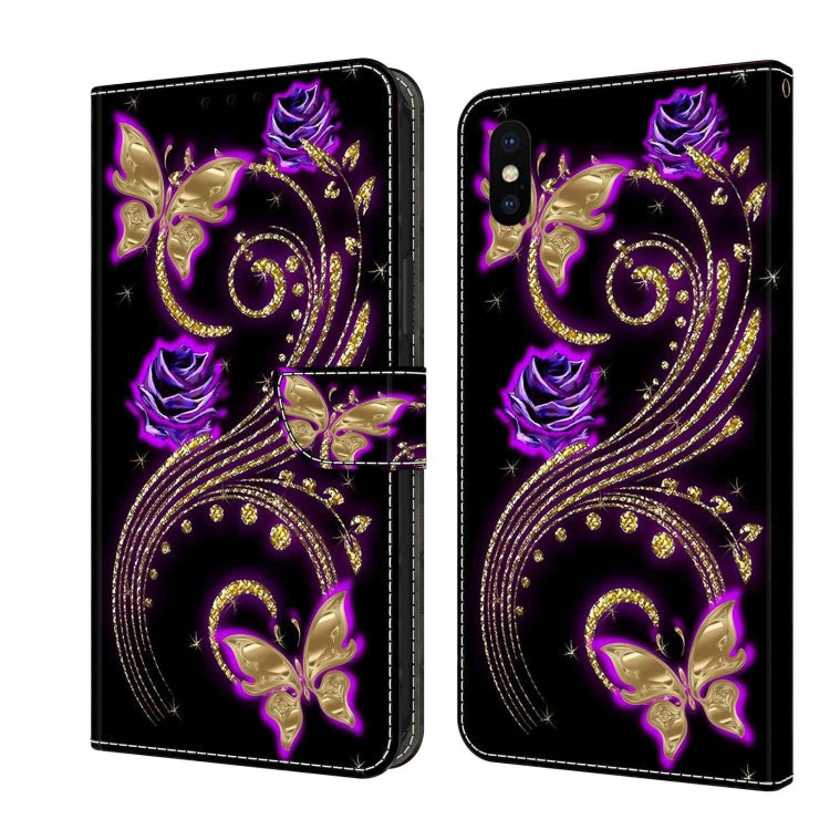 Crystal 3D Shockproof Protective Leather Phone Case, For iPhone X / XS