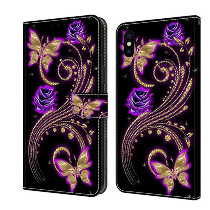 Crystal 3D Shockproof Protective Leather Phone Case, For iPhone X / XS