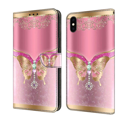 Crystal 3D Shockproof Protective Leather Phone Case, For iPhone XS Max