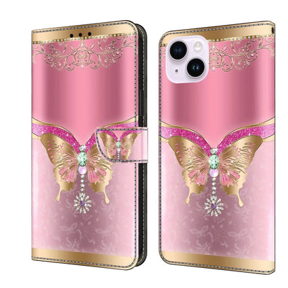 Crystal 3D Shockproof Protective Leather Phone Case, For iPhone 15 Plus