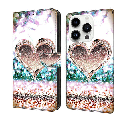 Crystal 3D Shockproof Protective Leather Phone Case, For iPhone 15 Pro