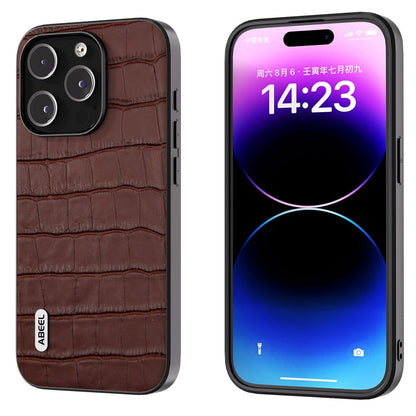 ABEEL Crocodile Texture Genuine Leather Phone Case, For iPhone 16 Pro Max, For iPhone 16 Pro, For iPhone 16 Plus, For iPhone 16, For iPhone 15 Pro Max, For iPhone 15 Pro