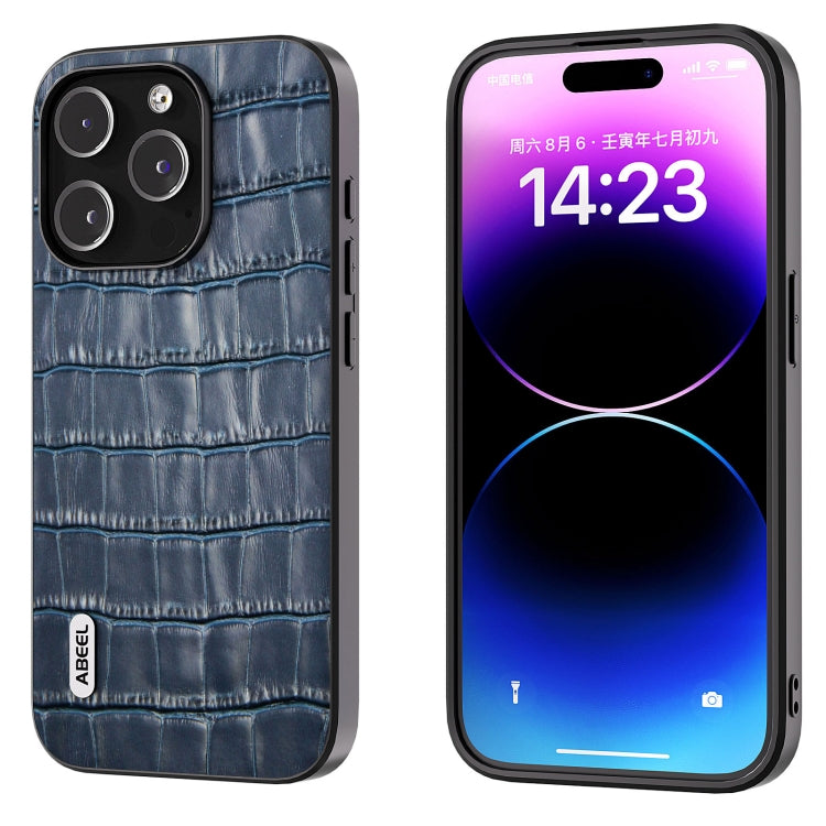 ABEEL Crocodile Texture Genuine Leather Phone Case, For iPhone 15 Plus, For iPhone 15, For iPhone 14 Plus, For iPhone 14, For iPhone 14 Pro, For iPhone 14 Pro Max