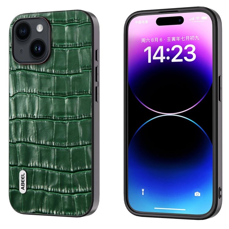 ABEEL Crocodile Texture Genuine Leather Phone Case, For iPhone 15 Plus, For iPhone 15, For iPhone 14 Plus, For iPhone 14, For iPhone 14 Pro, For iPhone 14 Pro Max