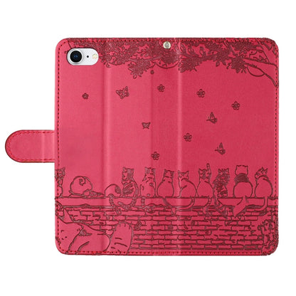 Cat Embossing Pattern Leather Phone Case with Lanyard, For iPhone 16e / 17e, For iPhone 17 Pro Max, For iPhone 17 Pro, For iPhone 17