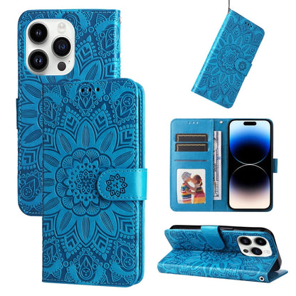 Embossed Sunflower Leather Phone Case, For iPhone 16, For iPhone 15 Pro Max, For iPhone 15 Pro, For iPhone 15 Plus