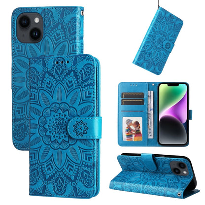 Embossed Sunflower Leather Phone Case, For iPhone 16, For iPhone 15 Pro Max, For iPhone 15 Pro, For iPhone 15 Plus