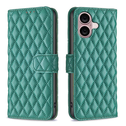 Diamond Lattice Wallet Flip Leather Phone Case, For iPhone Air, For iPhone 16 Pro Max, For iPhone 16 Pro, For iPhone 16 Plus