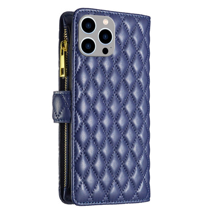 Diamond Lattice Zipper Wallet Leather Flip Phone Case, For iPhone 15 Pro Max, For iPhone 15 Pro, For iPhone 15 Plus, For iPhone 15