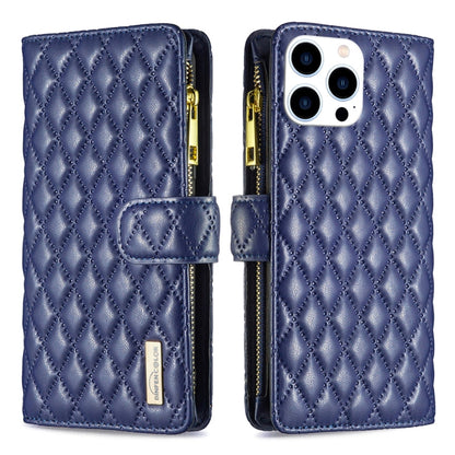 Diamond Lattice Zipper Wallet Leather Flip Phone Case, For iPhone 15 Pro Max, For iPhone 15 Pro, For iPhone 15 Plus, For iPhone 15