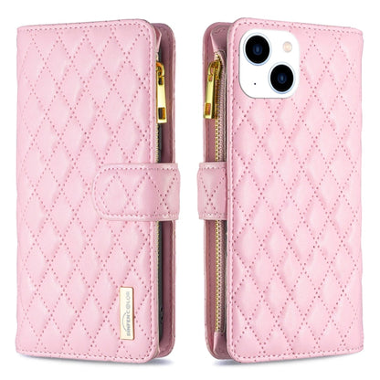 Diamond Lattice Zipper Wallet Leather Flip Phone Case, For iPhone 15 Pro Max, For iPhone 15 Pro, For iPhone 15 Plus, For iPhone 15