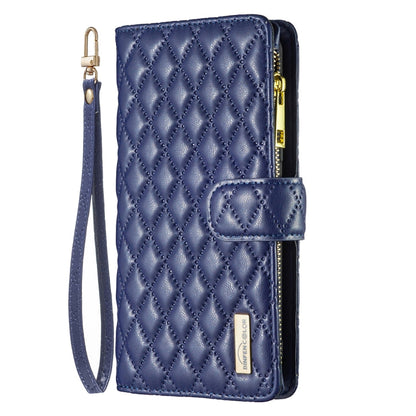 Diamond Lattice Zipper Wallet Leather Flip Phone Case, For iPhone 16 Pro Max, For iPhone 16 Pro, For iPhone 16 Plus, For iPhone 16