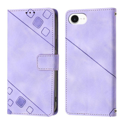 Skin-feel Embossed Leather Phone Case, For iPhone SE 2024, For iPhone 16 Pro Max, For iPhone 16 Pro, For iPhone 16 Plus