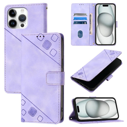 Skin-feel Embossed Leather Phone Case, For iPhone SE 2024, For iPhone 16 Pro Max, For iPhone 16 Pro, For iPhone 16 Plus